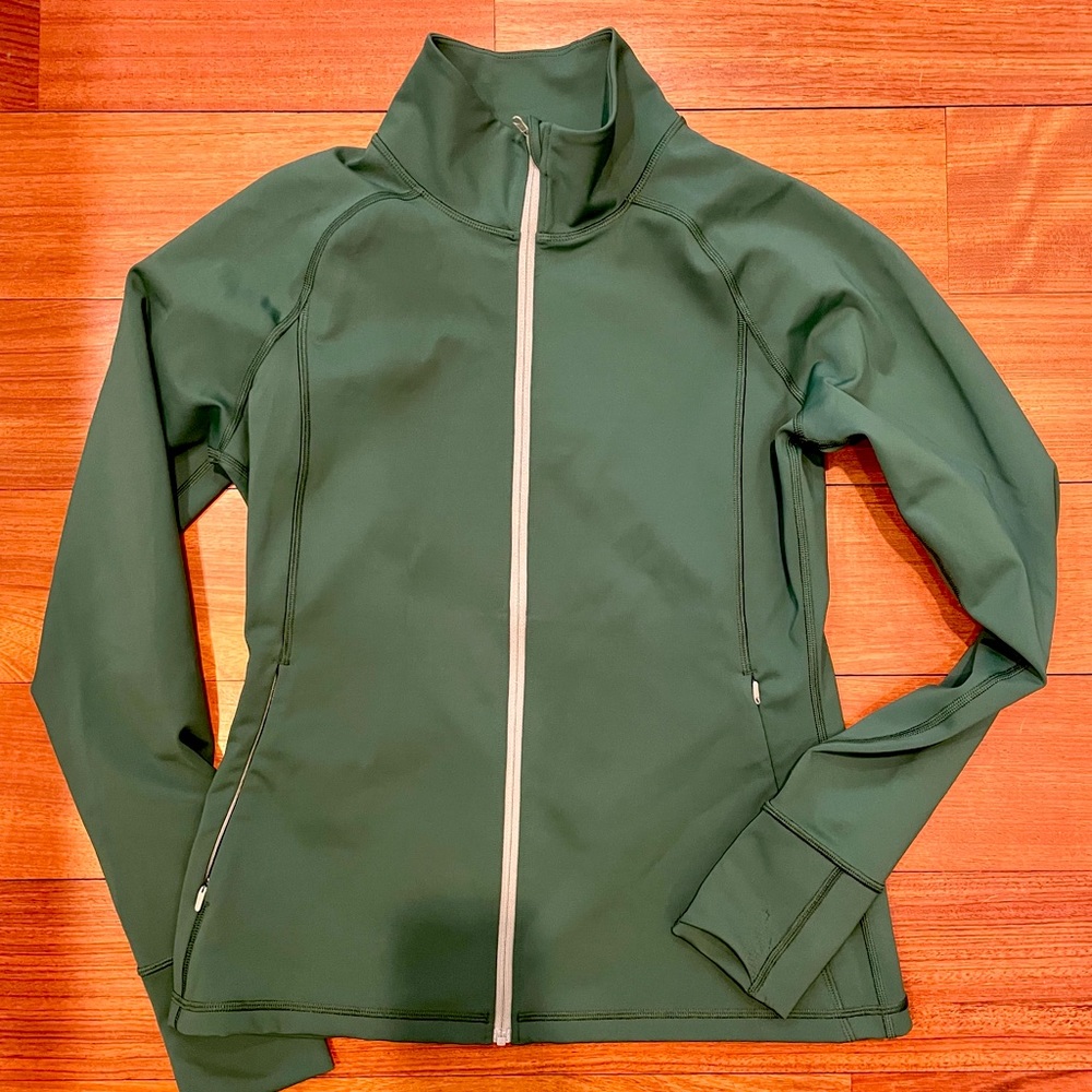 SOLD - outdoor voices green frostknit zip up workout jacket